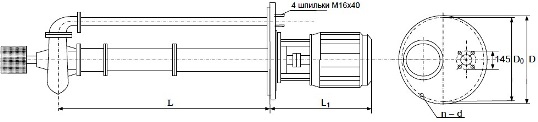 Габаритные и присоединительные размеры электронасосного агрегата НВ-Д-1М